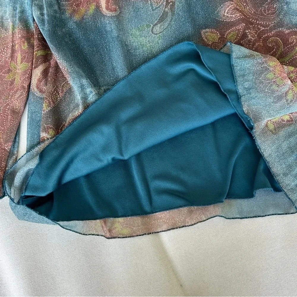 Vintage Y2K Michele Michelle Fairy Core Shimmery Sheer Lined Mesh LS Blouse | M - Picture 3 of 3